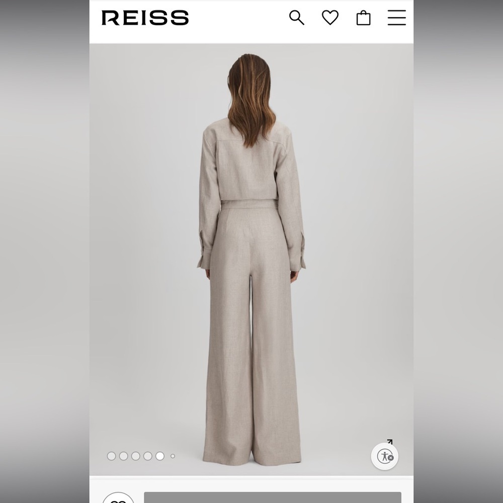 Reiss Anita Linen Wide Leg Jumpsuit in Neutral Size 0 - Picture 5 of 9